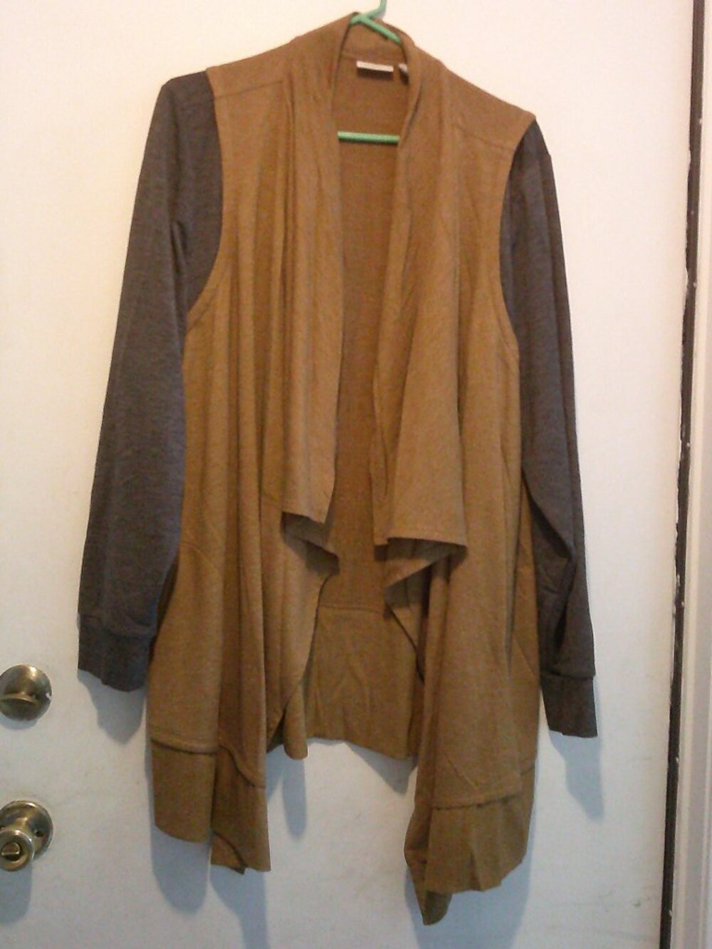 LOGO Lounge by Lori Goldstein French Terry Cardigan with Rib Details  Sz 2XL